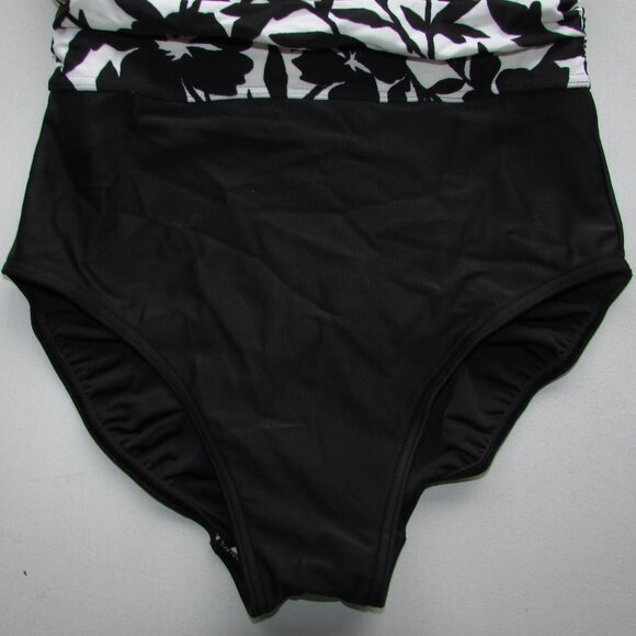 BODY ID Black White Floral 1 Piece Swimsuit - Sz 8 - NEW - Picture 5 of 11